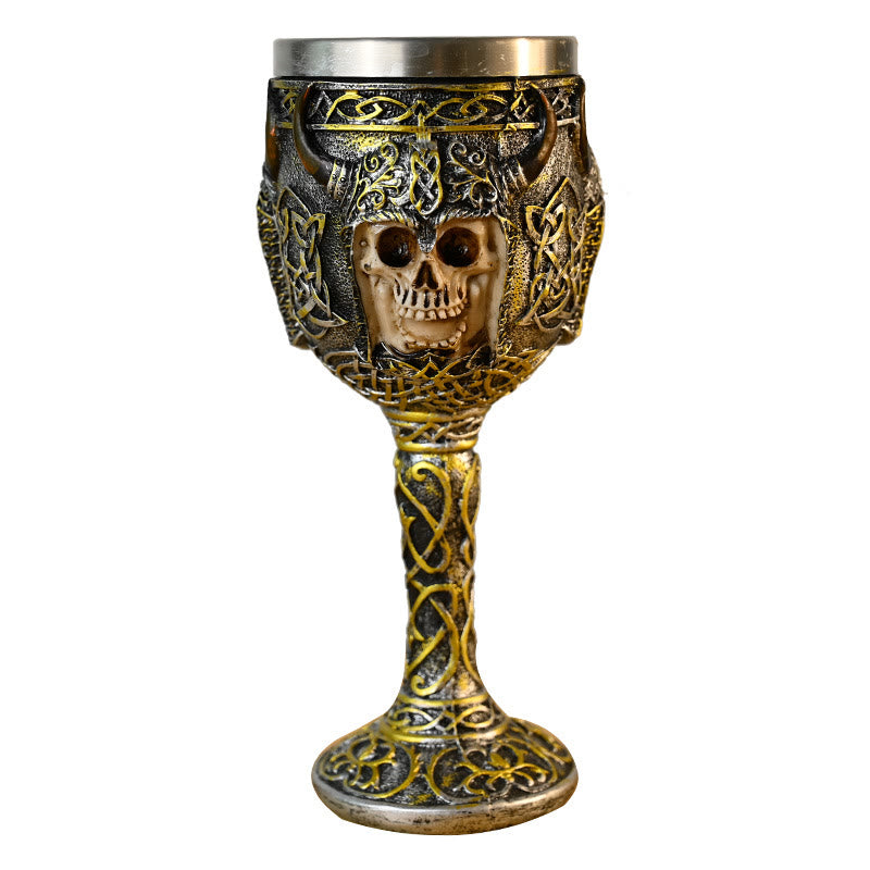 WorldNorse Bison Horned Helmet Skull Goblet