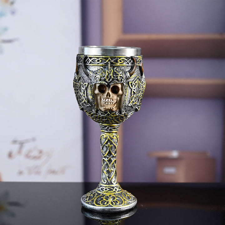 WorldNorse Bison Horned Helmet Skull Goblet