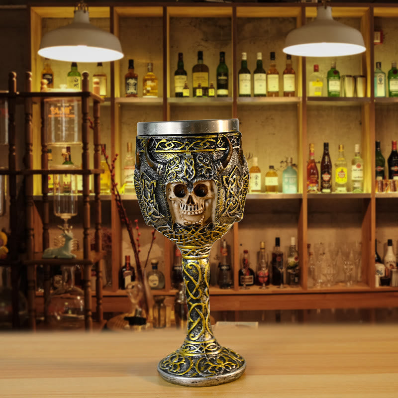 WorldNorse Bison Horned Helmet Skull Goblet