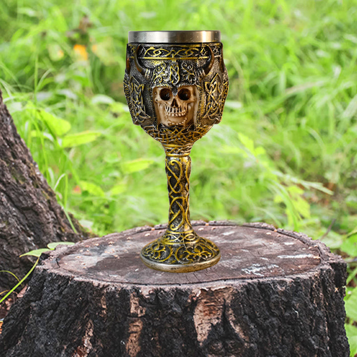 WorldNorse Bison Horned Helmet Skull Goblet