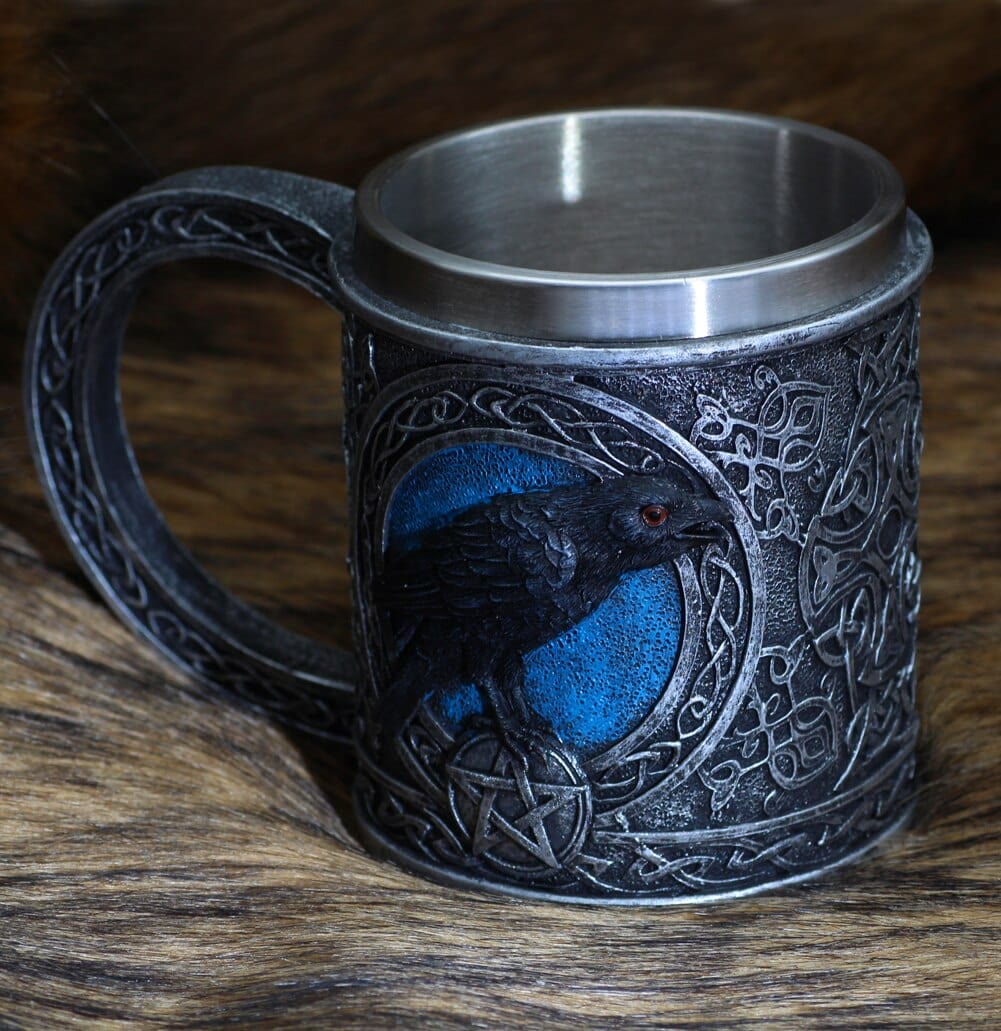 WorldNorse Celtic Tribal Moonlight Raven Mug