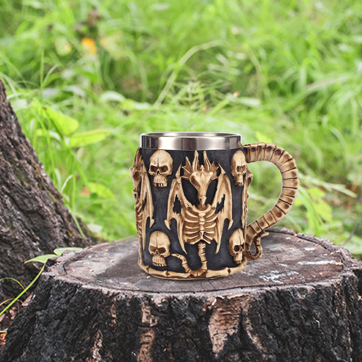 WorldNorse Gothic Dragon Skull Mug