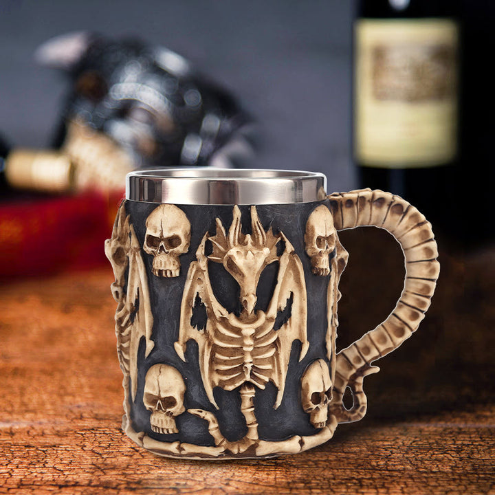 WorldNorse Gothic Dragon Skull Mug