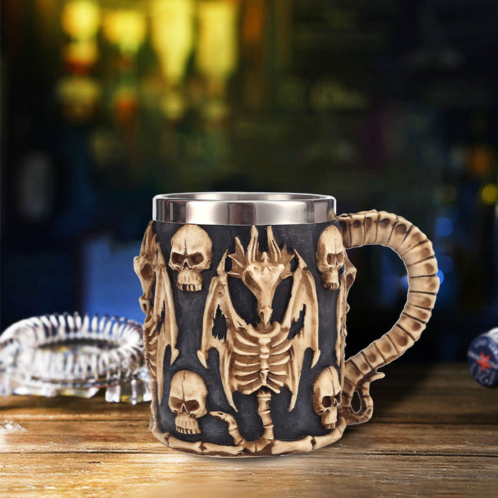 WorldNorse Gothic Dragon Skull Mug