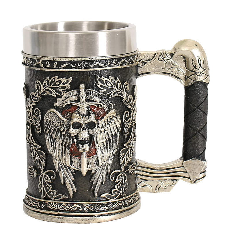 WorldNorse Sword Skull Crest Beer Mug