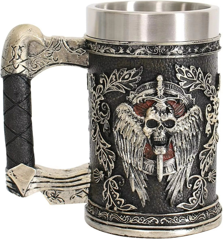 WorldNorse Sword Skull Crest Beer Mug