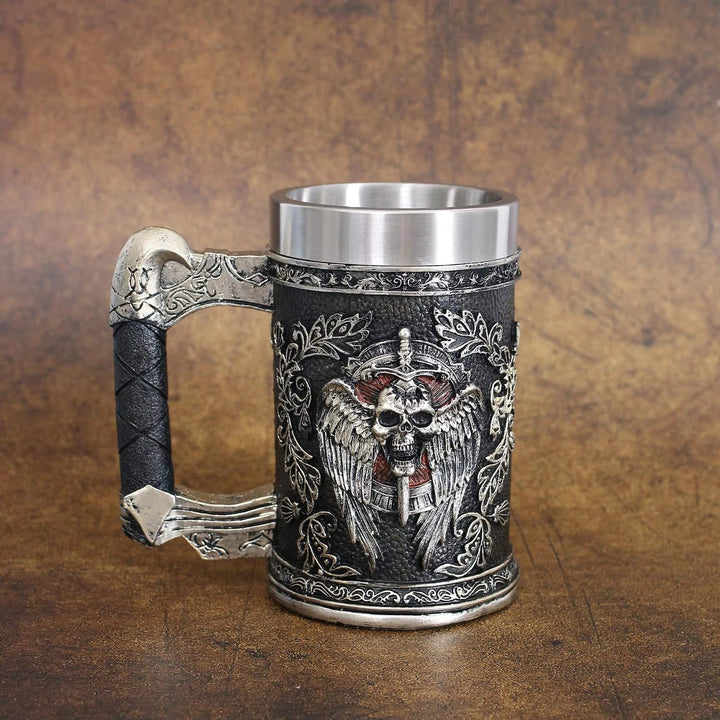 WorldNorse Sword Skull Crest Beer Mug