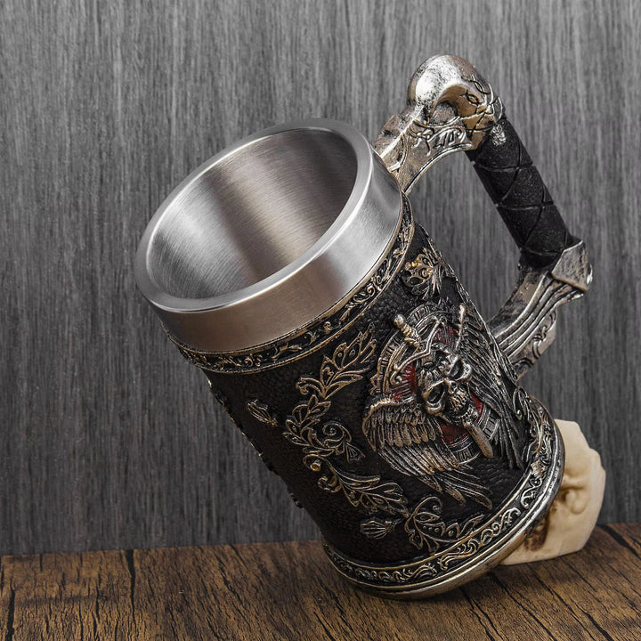 WorldNorse Sword Skull Crest Beer Mug