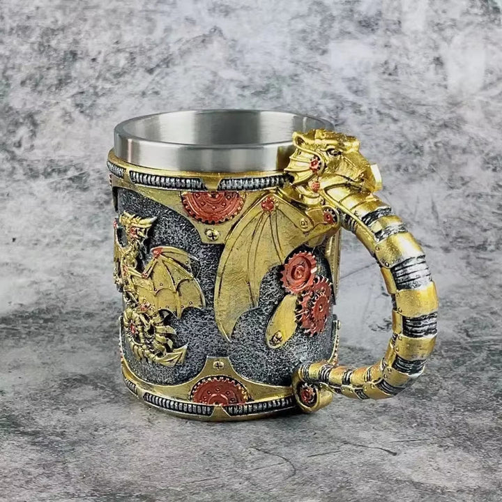 WorldNorse Steampunk Dragon Statue Mug