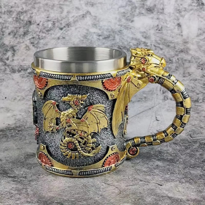 WorldNorse Steampunk Dragon Statue Mug