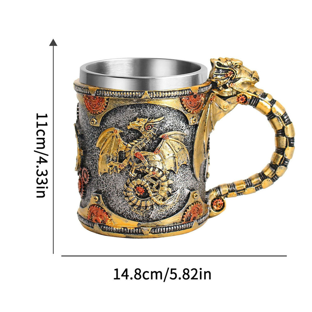 WorldNorse Steampunk Dragon Statue Mug