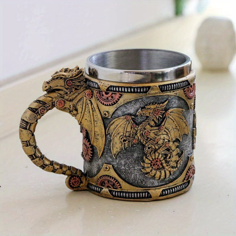 WorldNorse Steampunk Dragon Statue Mug