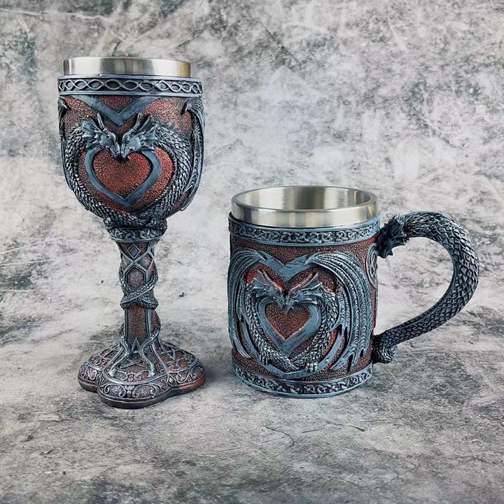 WorldNorse Medieval Dragon Heart Goblet Mug