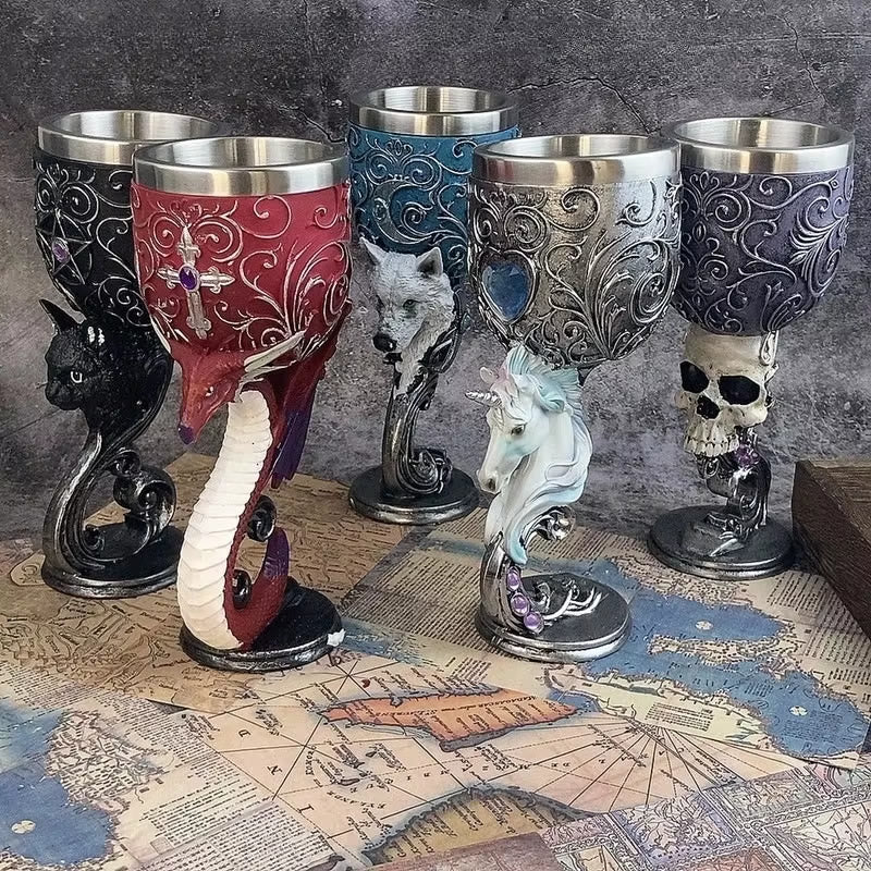 WorldNorse Skull Dragon Wolf Spirit Goblet