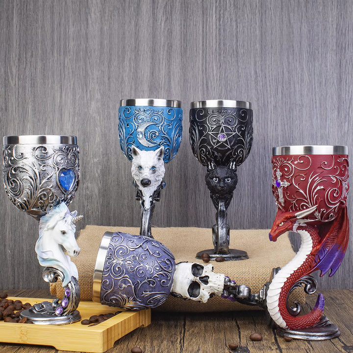 WorldNorse Skull Dragon Wolf Spirit Goblet