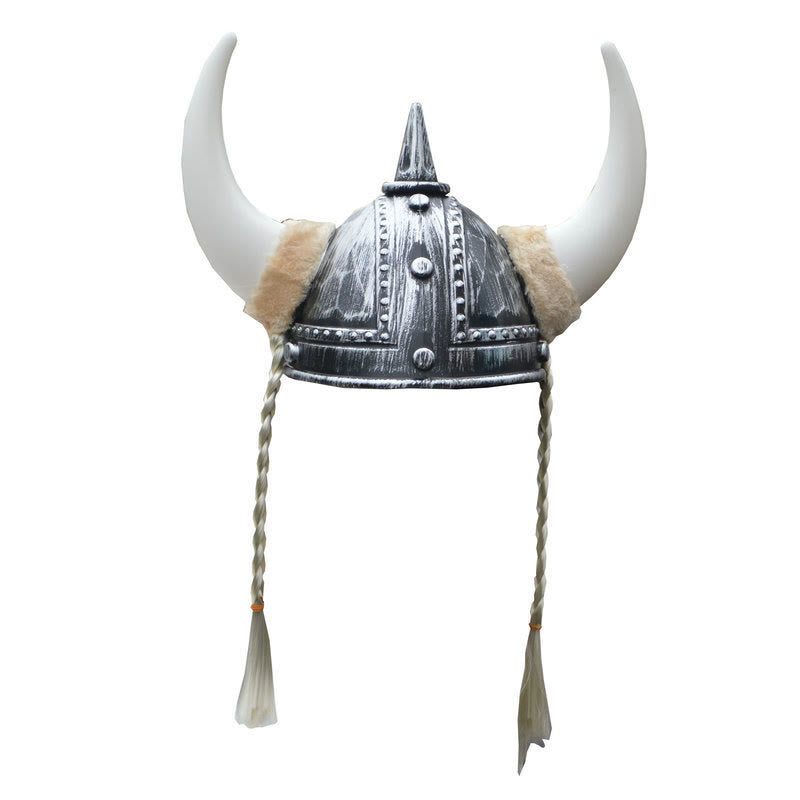 WorldNorse Horned Viking Helmet With Braids Hat