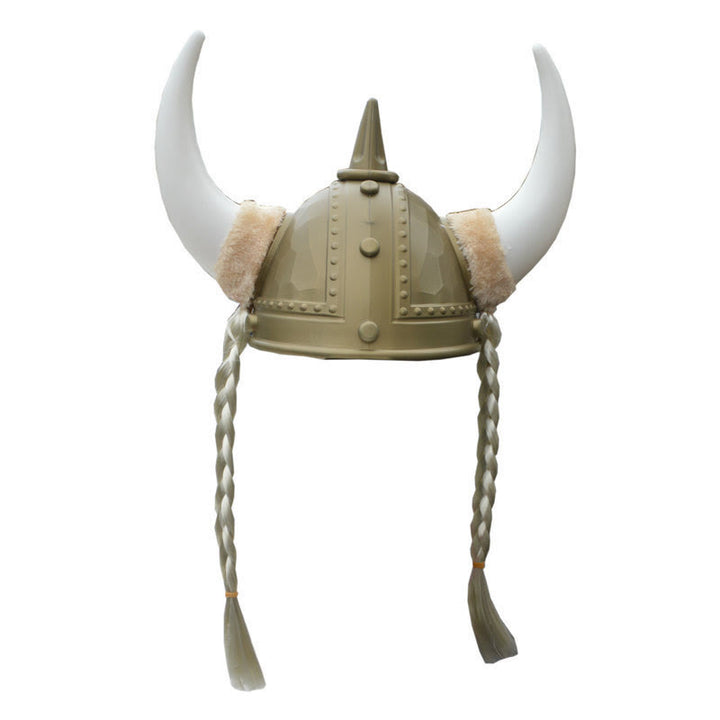 WorldNorse Horned Viking Helmet With Braids Hat