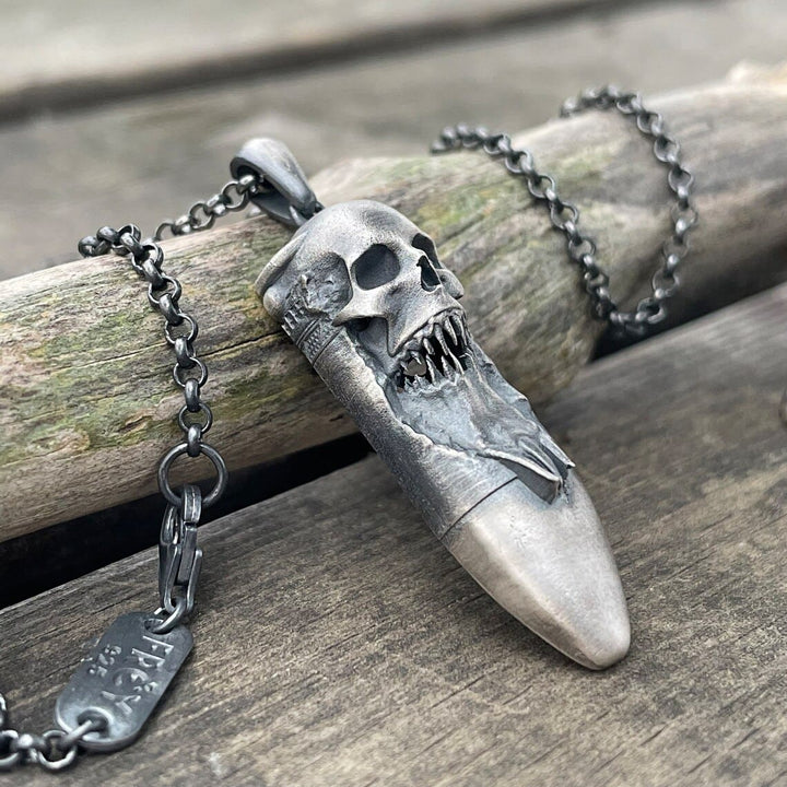 WorldNorse Skull Bullet Pendant Necklace