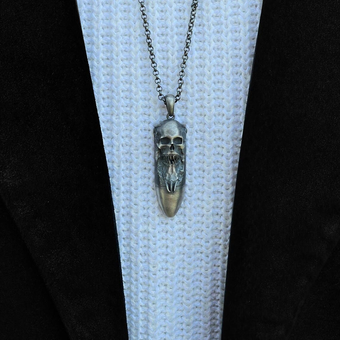 WorldNorse Skull Bullet Pendant Necklace