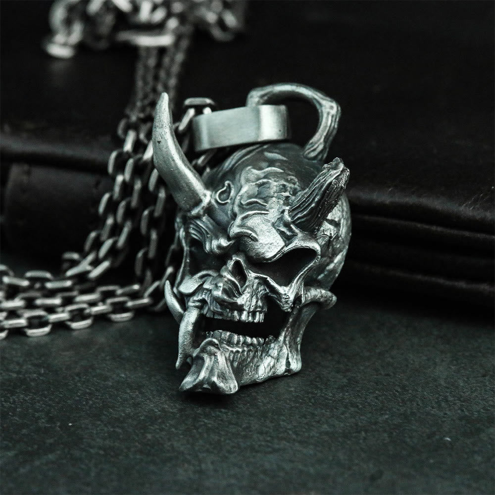 WorldNorse Demonic Horned Skull Necklace