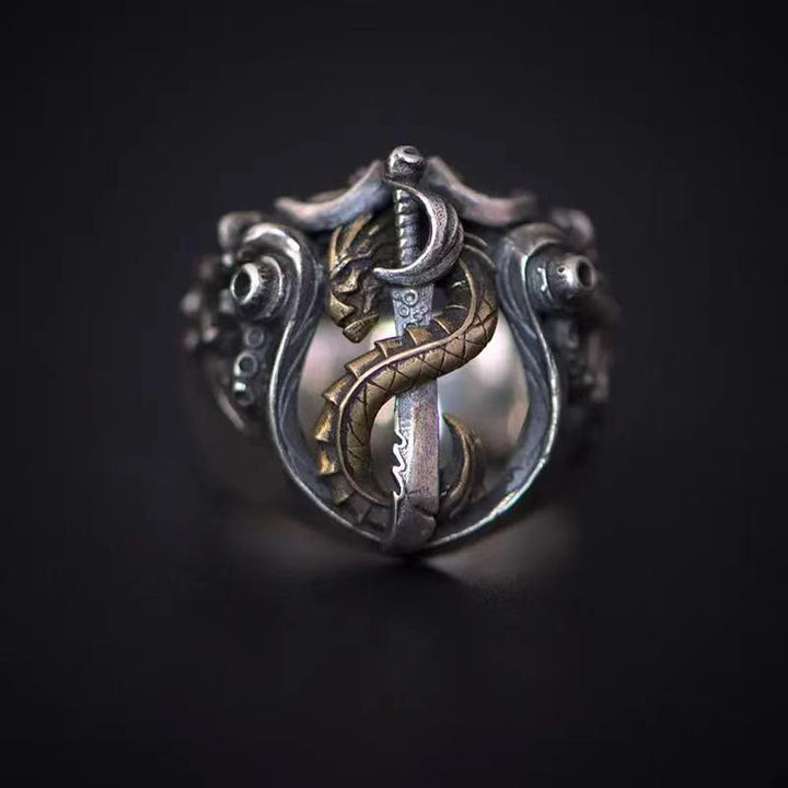 WorldNorse Creative Dragon Sword Warrior Ring