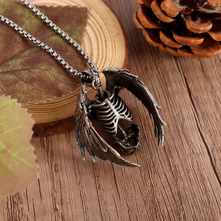 FREE Today: Half Body Skeleton Bone Wings Necklace