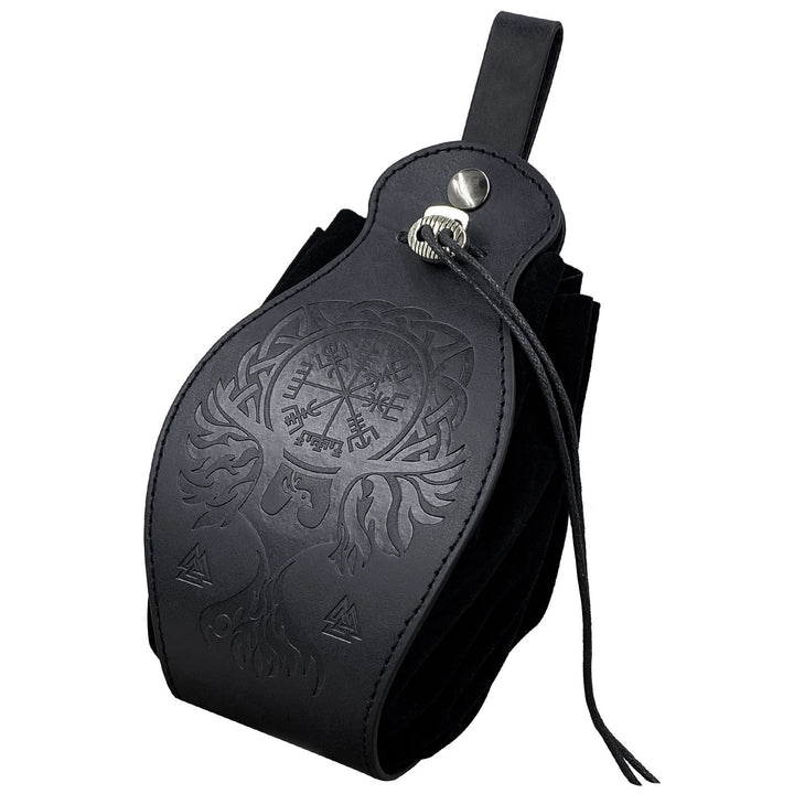 FREE Today: Viking Leather Vegvisir and Dragon Pouch Bag - Vegvisir and Raven - Black - image 13