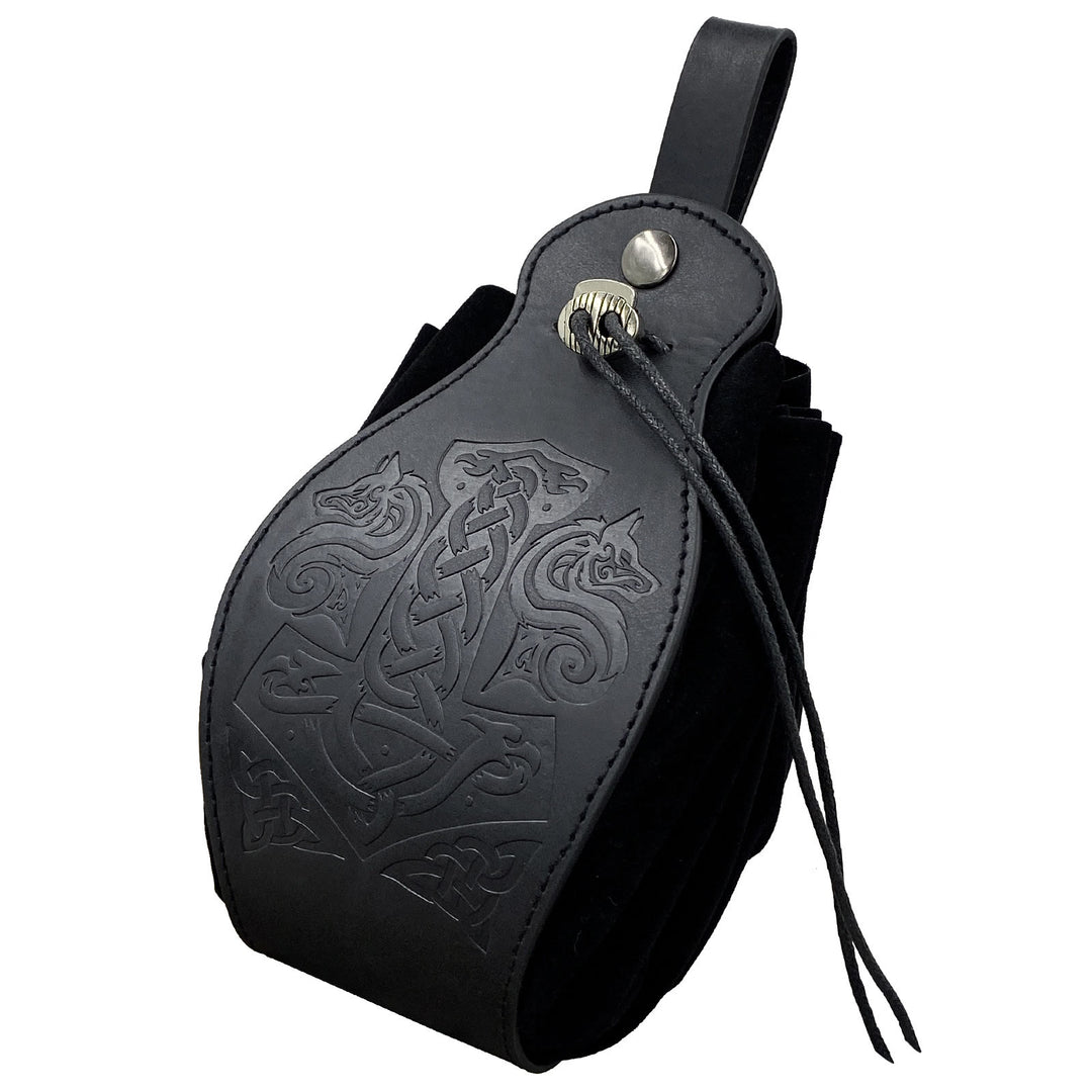 FREE Today: Viking Leather Vegvisir and Dragon Pouch Bag - Mjolnir - Black - image 19