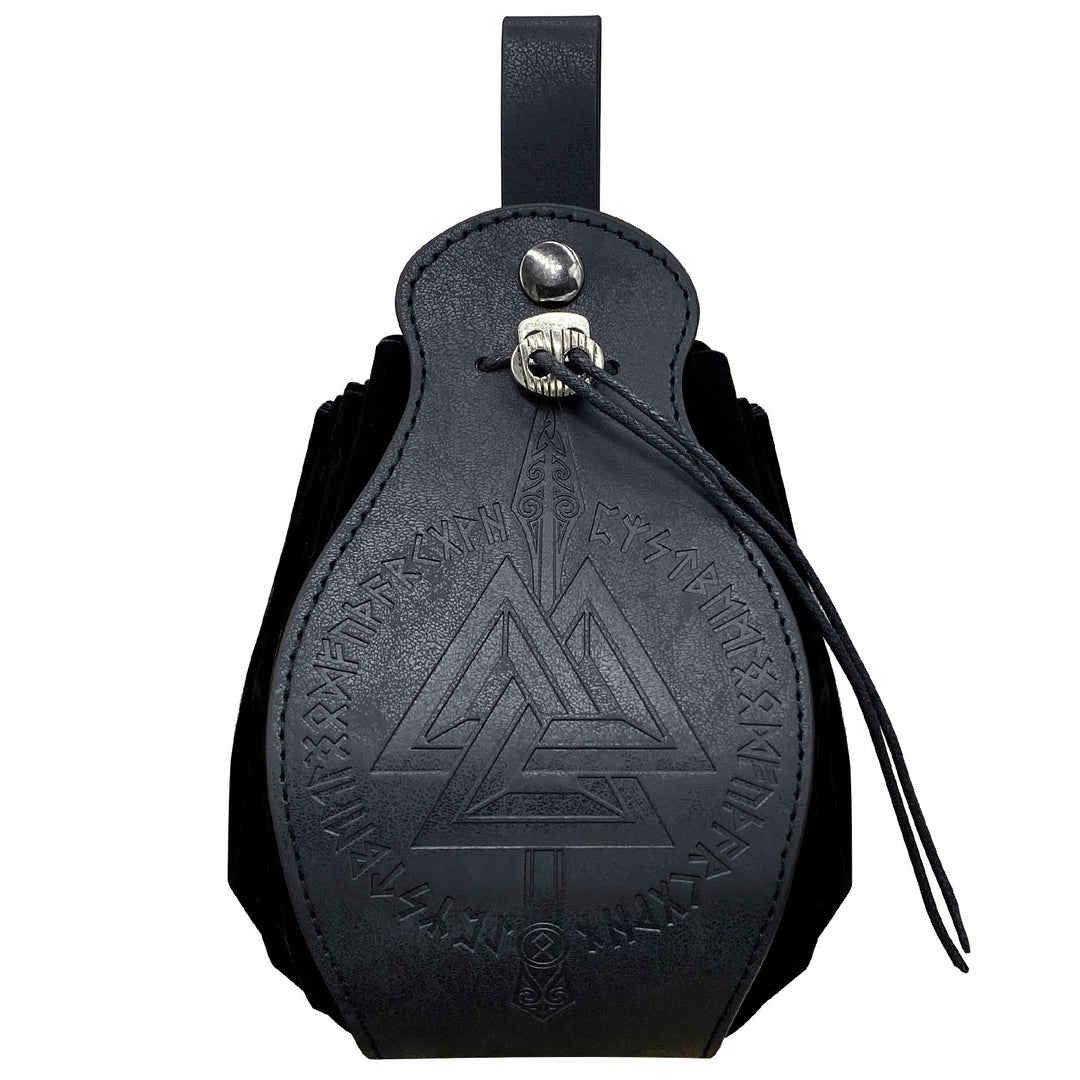 FREE Today: Viking Leather Vegvisir and Dragon Pouch Bag - Valknut - Black - image 23
