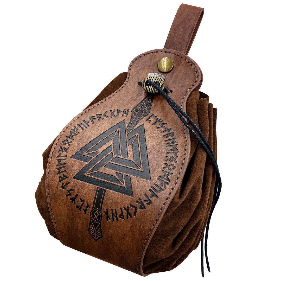 FREE Today: Viking Leather Vegvisir and Dragon Pouch Bag - Valknut - Brown - image 22