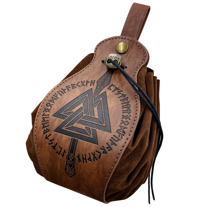 FREE Today: Viking Leather Vegvisir and Dragon Pouch Bag - Valknut - Brown - image 22