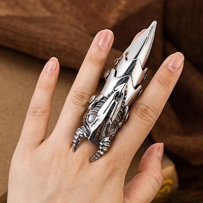 FREE Today: Long Finger Silver Double Loop Armor Ring