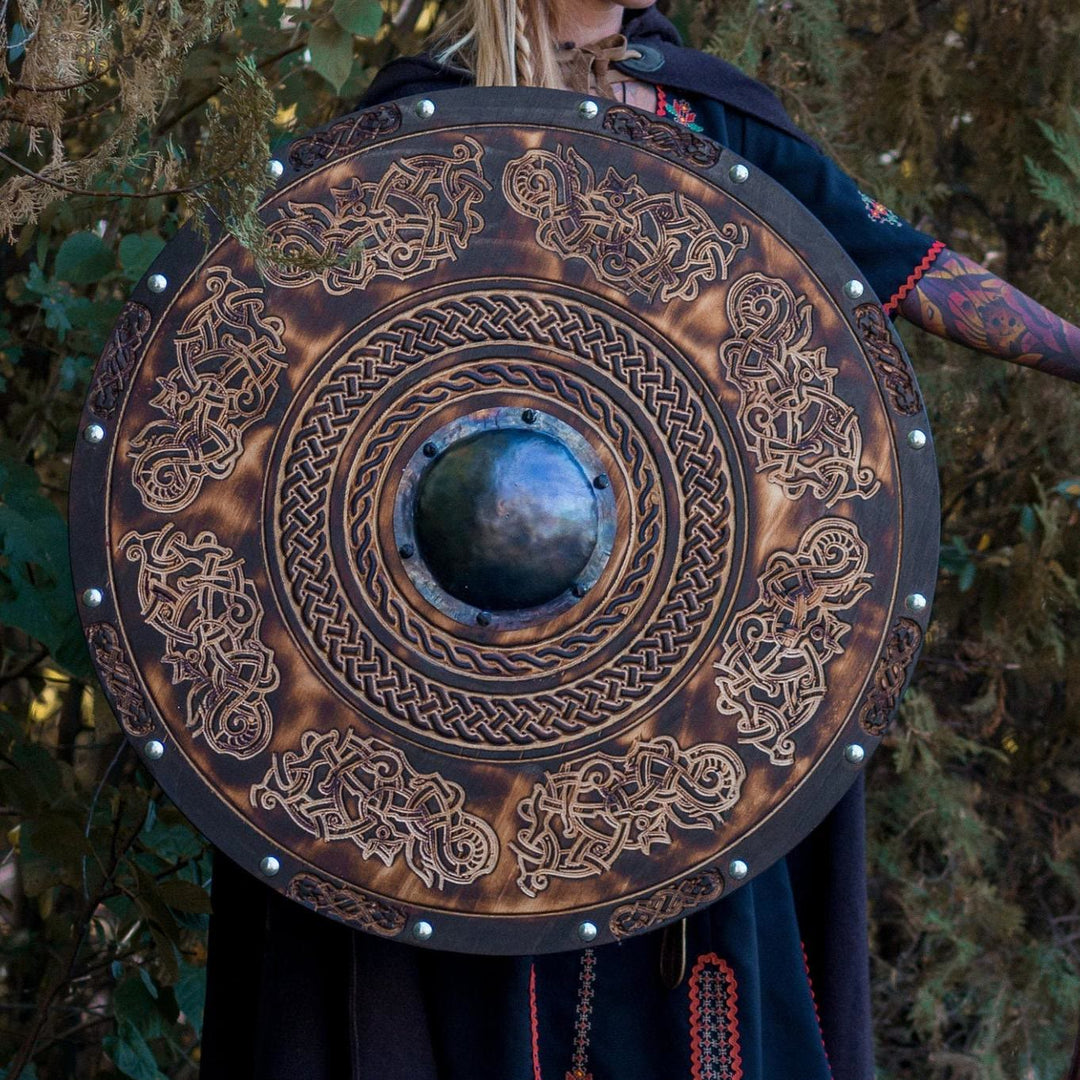 WorldNorse Raven Dragon Battleworn Viking Shield