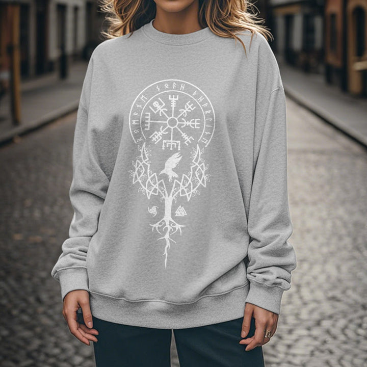 WorldNorse  Viking Birds Runes Totem Sweatshirt