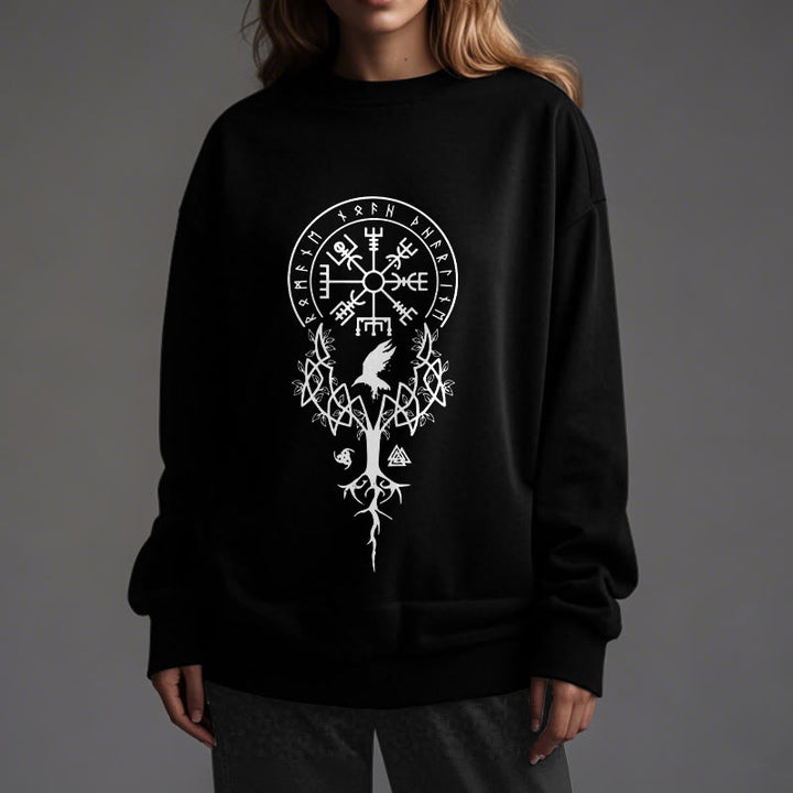 WorldNorse  Viking Birds Runes Totem Sweatshirt