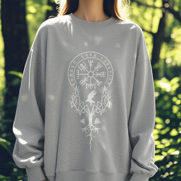 WorldNorse  Viking Birds Runes Totem Sweatshirt