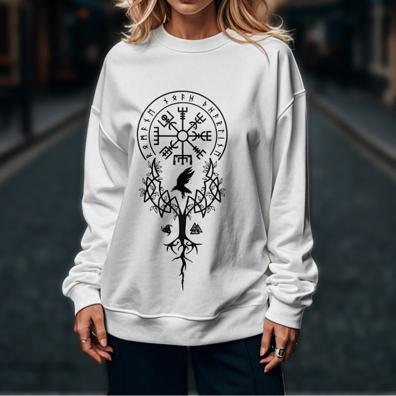 WorldNorse  Viking Birds Runes Totem Sweatshirt