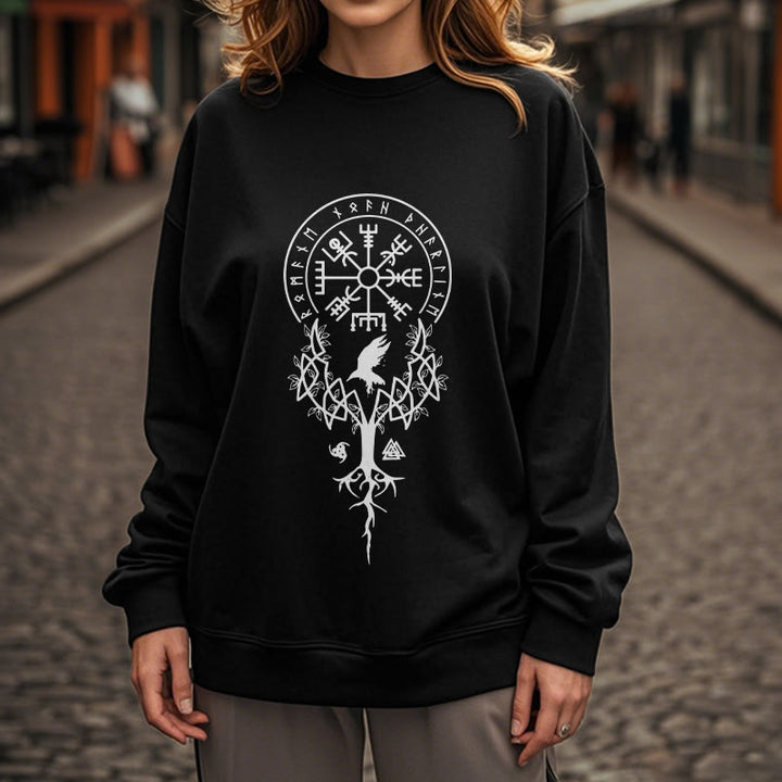 WorldNorse  Viking Birds Runes Totem Sweatshirt