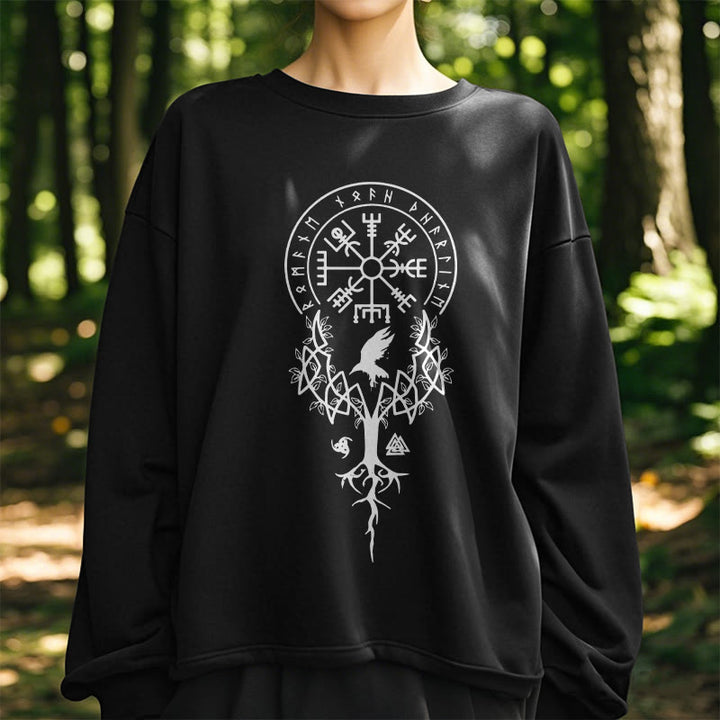 WorldNorse  Viking Birds Runes Totem Sweatshirt