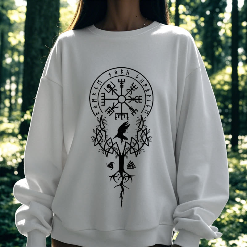 WorldNorse  Viking Birds Runes Totem Sweatshirt