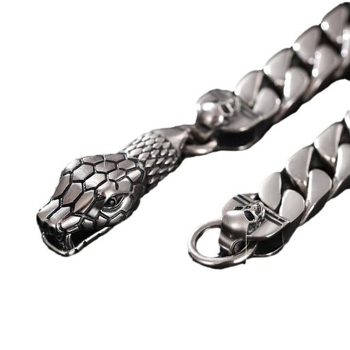 WorldNorse Snake Skull Cuban Link Bracelet