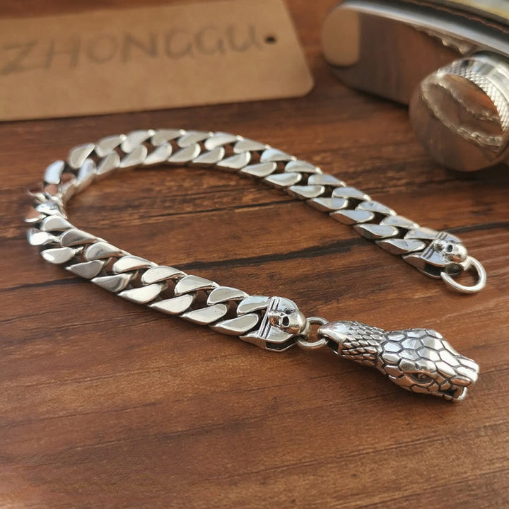 WorldNorse Snake Skull Cuban Link Bracelet