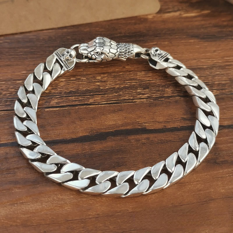 WorldNorse Snake Skull Cuban Link Bracelet