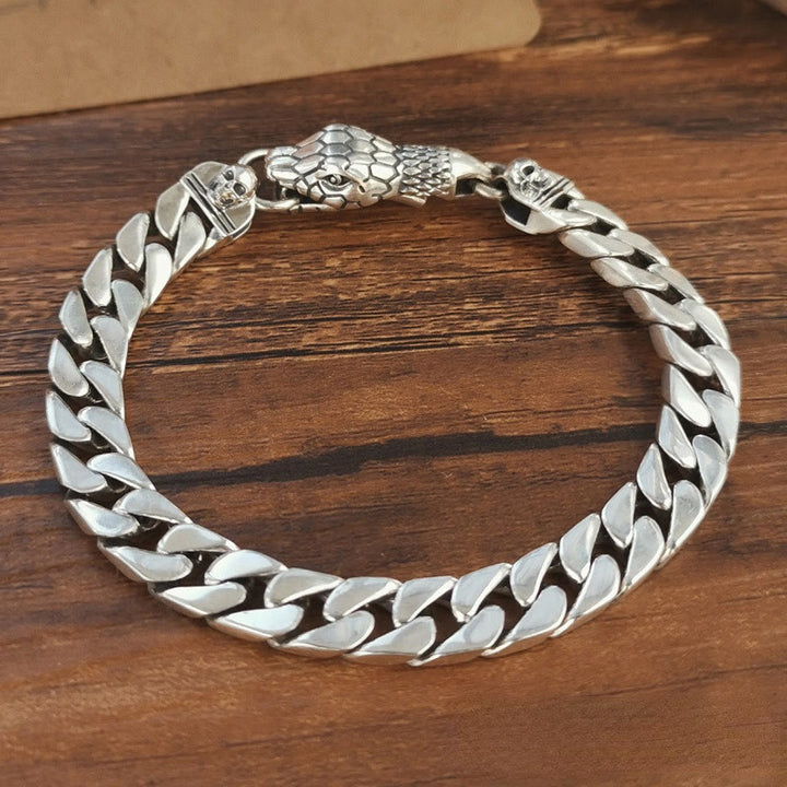 WorldNorse Snake Skull Cuban Link Bracelet