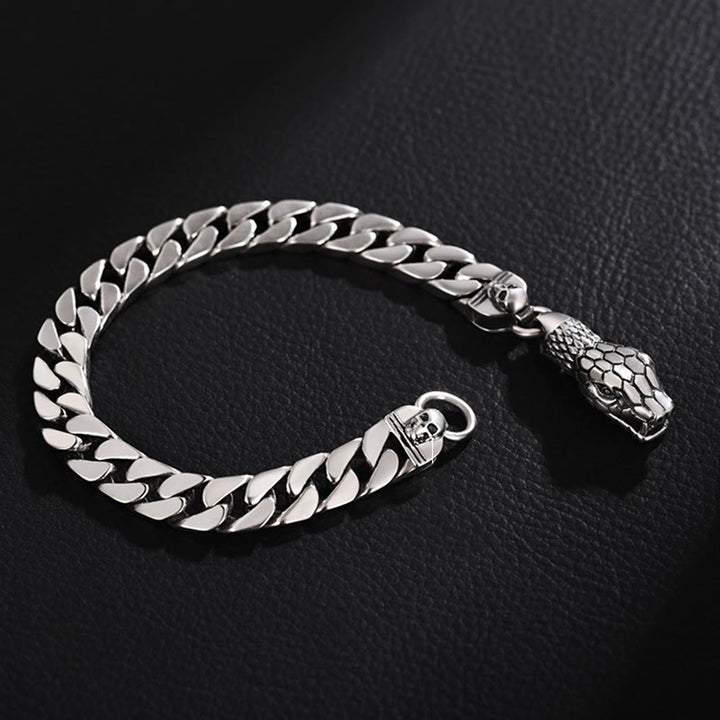 WorldNorse Snake Skull Cuban Link Bracelet