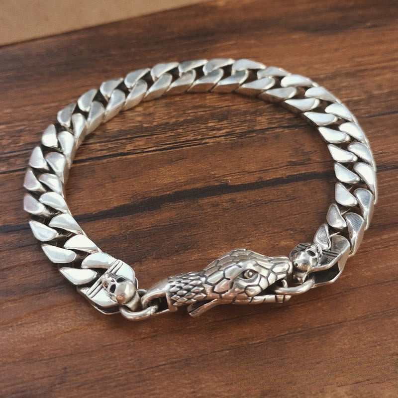 WorldNorse Snake Skull Cuban Link Bracelet