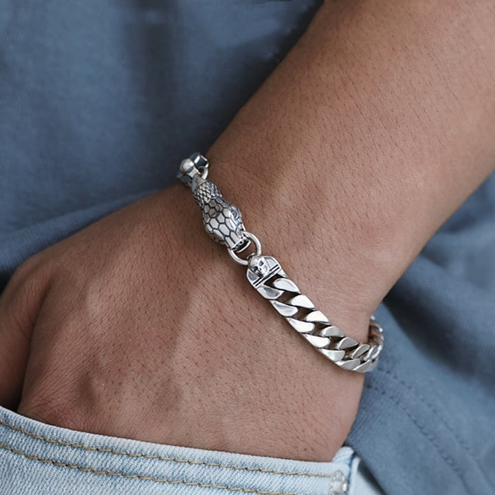 WorldNorse Snake Skull Cuban Link Bracelet - image 1