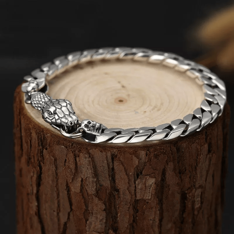 WorldNorse Snake Skull Cuban Link Bracelet - 22cm - image 0