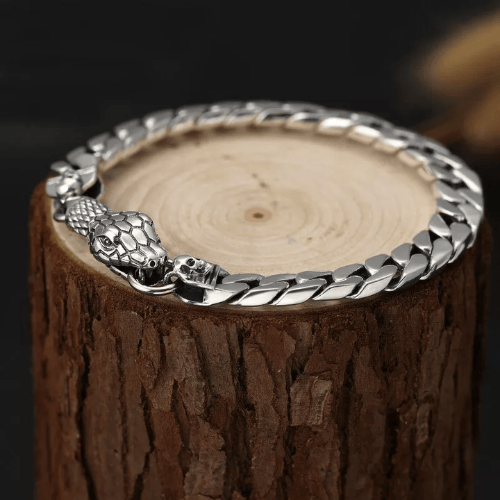 WorldNorse Snake Skull Cuban Link Bracelet - 22cm - image 0