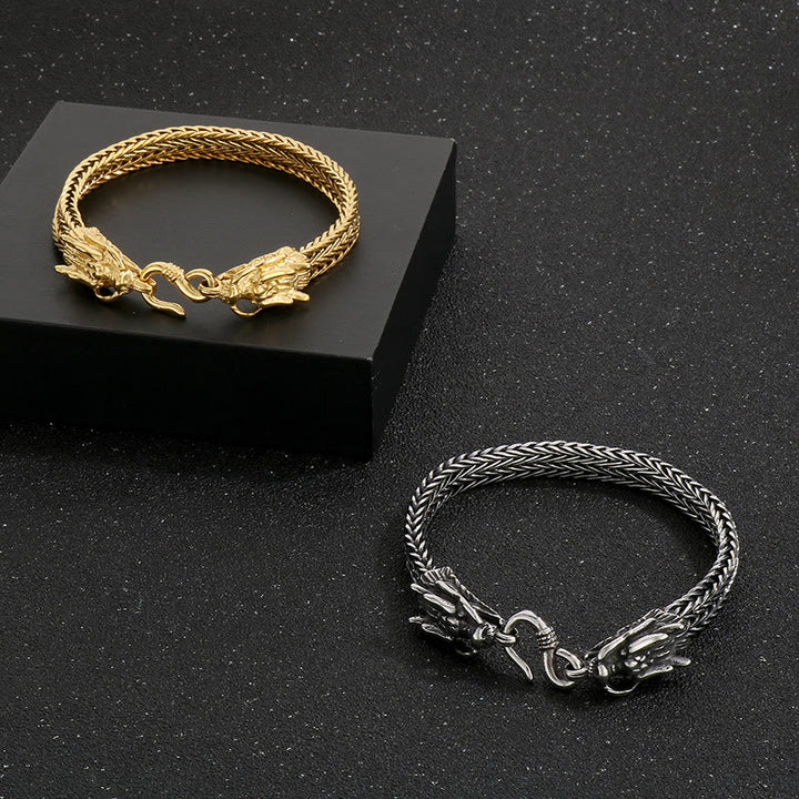 WorldNorse Double Dragon Head Hook Bracelet